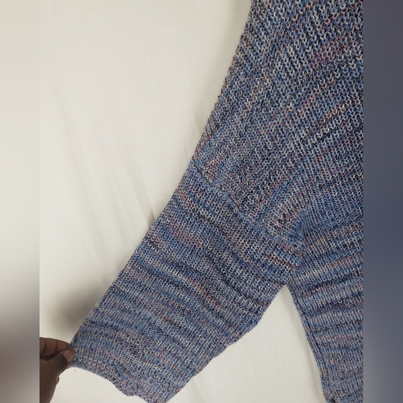 J.Jill Blue Multicolored Knit 3/4th Length Sleeve Sweater Oversized Sz S - Picture 4 of 10